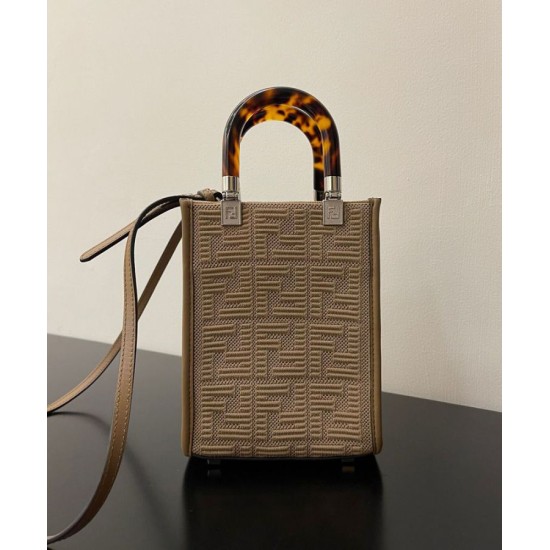 Fake Mini Sunshine Shopper FF Fabric Mini Bag 8BS051 Gray Replica