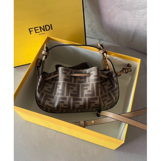 Fake Pomodorino FF Fabric Mini Bag 8BS059 Coffee Replica
