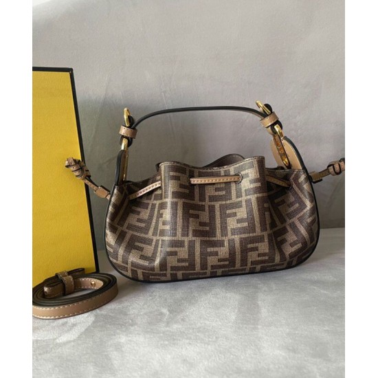 Fake Pomodorino FF Fabric Mini Bag 8BS059 Coffee Replica