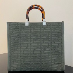 Replica Sunshine Medium FF Fabric Shopper Green