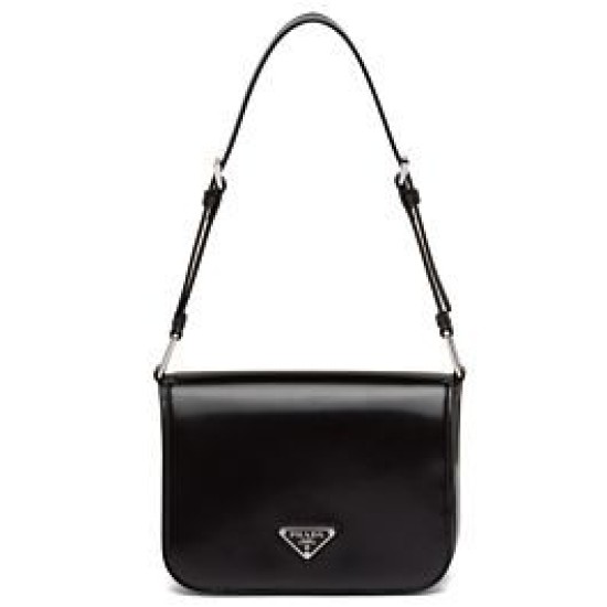 Replica Prada Brushed leather shoulder bag 1BD308 Black