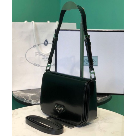 Replica Prada Brushed leather shoulder bag 1BD308 Black