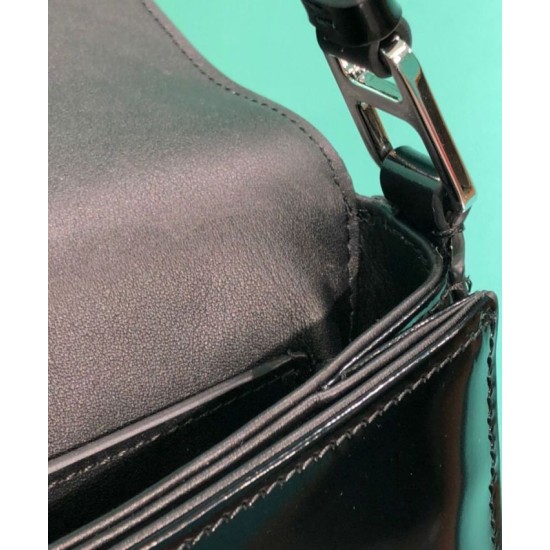 Replica Prada Brushed leather shoulder bag 1BD308 Black