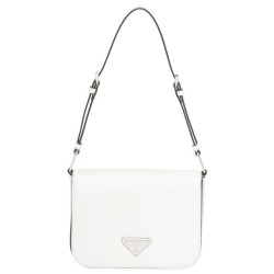 Fake Prada Brushed leather shoulder bag 1BD308 White Replica