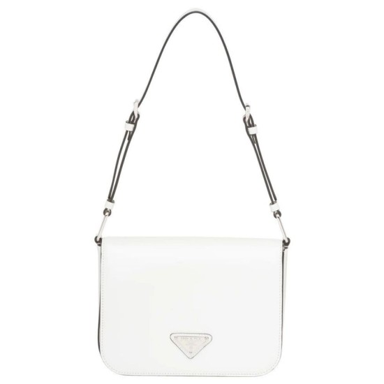 Fake Prada Brushed leather shoulder bag 1BD308 White Replica