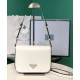 Fake Prada Brushed leather shoulder bag 1BD308 White Replica