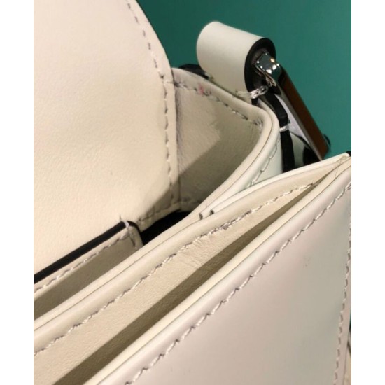 Fake Prada Brushed leather shoulder bag 1BD308 White Replica