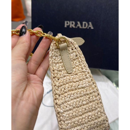 Fake Prada Re-Edition 2005 Raffia Bag 1BH204 Apricot Replica