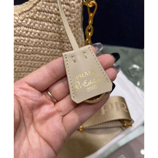 Fake Prada Re-Edition 2005 Raffia Bag 1BH204 Apricot Replica