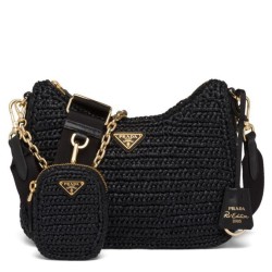 Replica Prada Re-Edition 2005 Raffia Bag 1BH204 Black