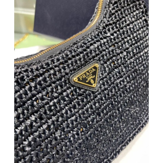 Replica Prada Re-Edition 2005 Raffia Bag 1BH204 Black