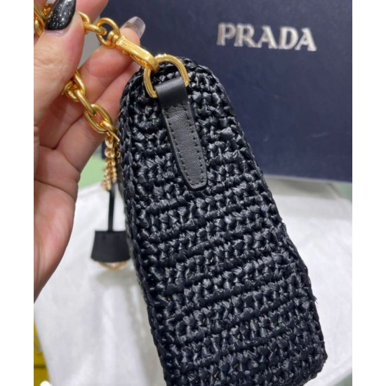 Replica Prada Re-Edition 2005 Raffia Bag 1BH204 Black