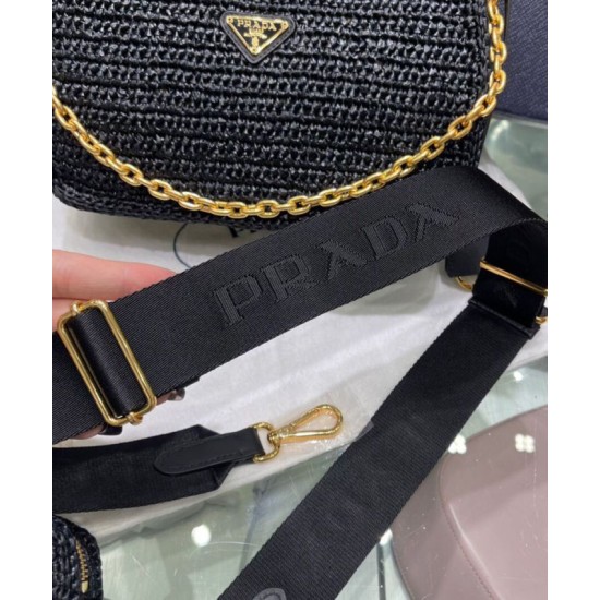 Replica Prada Re-Edition 2005 Raffia Bag 1BH204 Black