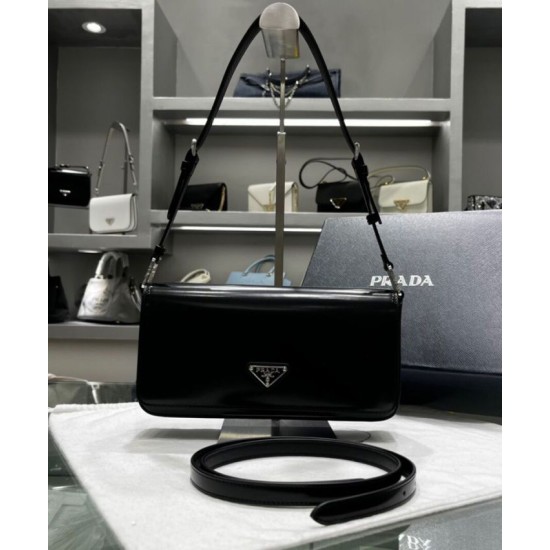 Replica Prada Brushed Leather Prada Femme Bag 1BD323 Black