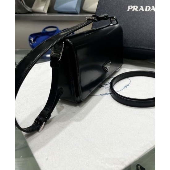 Replica Prada Brushed Leather Prada Femme Bag 1BD323 Black