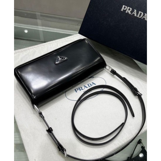 Replica Prada Brushed Leather Prada Femme Bag 1BD323 Black