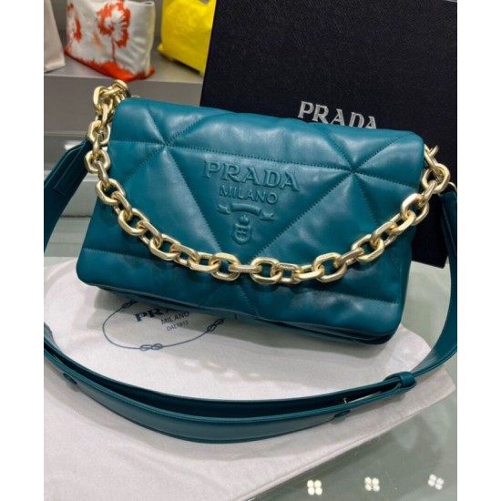 Fake Prada Padded Nappa Leather Shoulder Bag 1BD306 Blue Replica