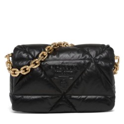 Replica Prada Padded Nappa Leather Shoulder Bag 1BD306 Black