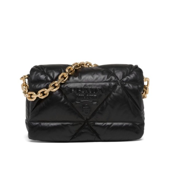 Replica Prada Padded Nappa Leather Shoulder Bag 1BD306 Black