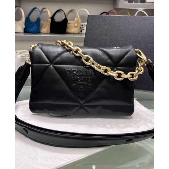 Replica Prada Padded Nappa Leather Shoulder Bag 1BD306 Black
