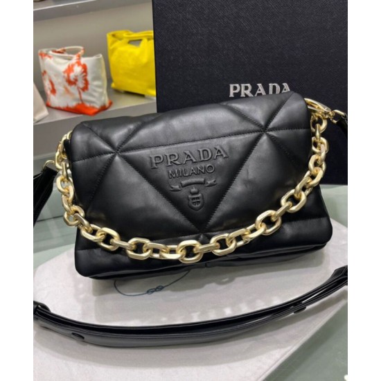 Replica Prada Padded Nappa Leather Shoulder Bag 1BD306 Black