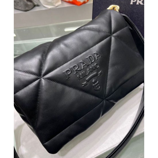 Replica Prada Padded Nappa Leather Shoulder Bag 1BD306 Black