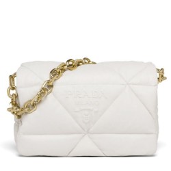 Replica Prada Padded Nappa Leather Shoulder Bag 1BD306 White