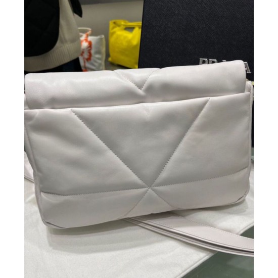 Replica Prada Padded Nappa Leather Shoulder Bag 1BD306 White