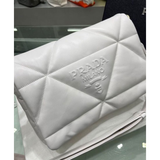 Replica Prada Padded Nappa Leather Shoulder Bag 1BD306 White