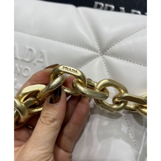 Replica Prada Padded Nappa Leather Shoulder Bag 1BD306 White