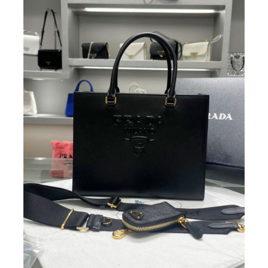 Replica Prada Medium Saffiano Leather Handbag 1BA337 Black