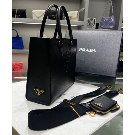 Replica Prada Medium Saffiano Leather Handbag 1BA337 Black