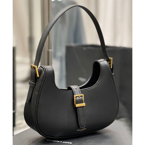 Replica YSL Saint Laurent Le Fermoir Hobo Bag In Shiny Leather Black Replica YSL Saint Laurent Le Fermoir Hobo Bag In Shiny Leather Black