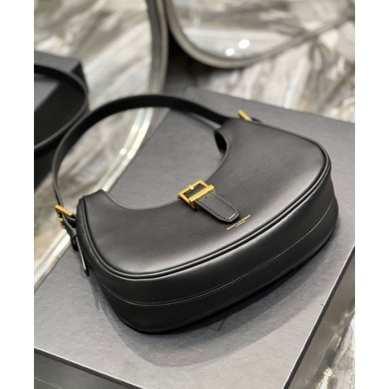 Replica YSL Saint Laurent Le Fermoir Hobo Bag In Shiny Leather Black Replica YSL Saint Laurent Le Fermoir Hobo Bag In Shiny Leather Black