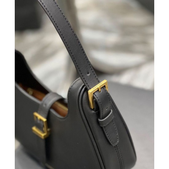 Replica YSL Saint Laurent Le Fermoir Hobo Bag In Shiny Leather Black Replica YSL Saint Laurent Le Fermoir Hobo Bag In Shiny Leather Black