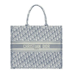Replica Christian Dior Book Tote With Dior Oblique Embroidery Gray