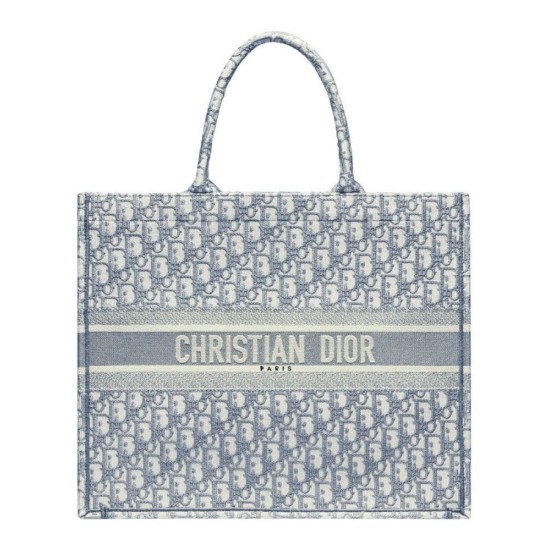 Replica Christian Dior Book Tote With Dior Oblique Embroidery Gray