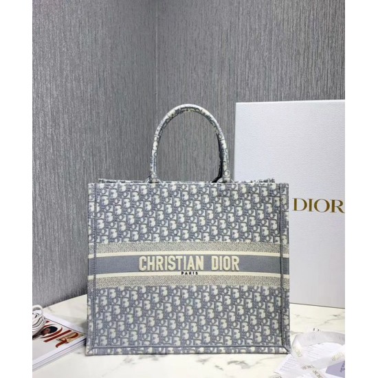 Replica Christian Dior Book Tote With Dior Oblique Embroidery Gray