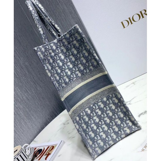 Replica Christian Dior Book Tote With Dior Oblique Embroidery Gray