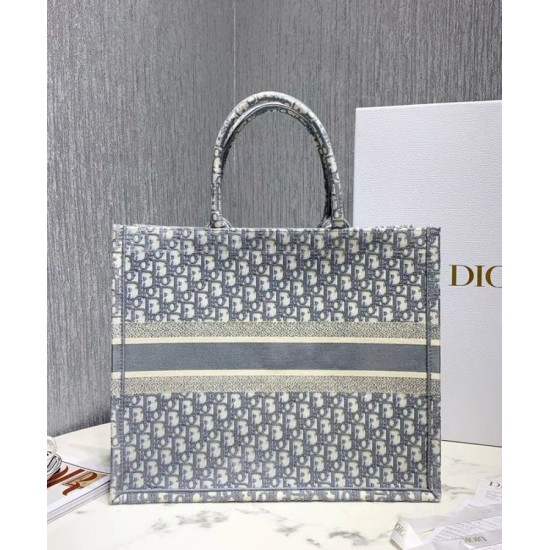 Replica Christian Dior Book Tote With Dior Oblique Embroidery Gray