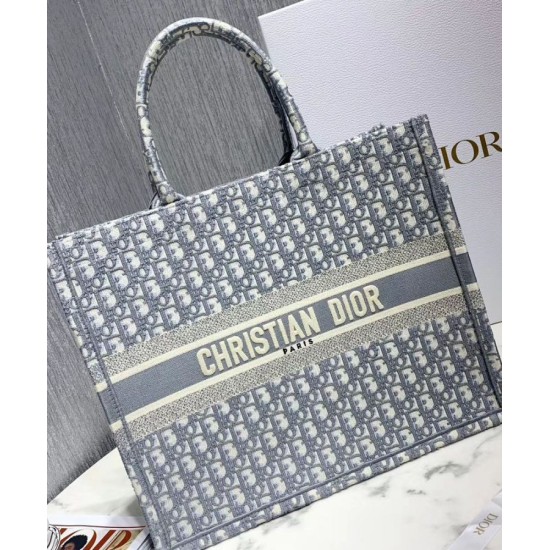 Replica Christian Dior Book Tote With Dior Oblique Embroidery Gray