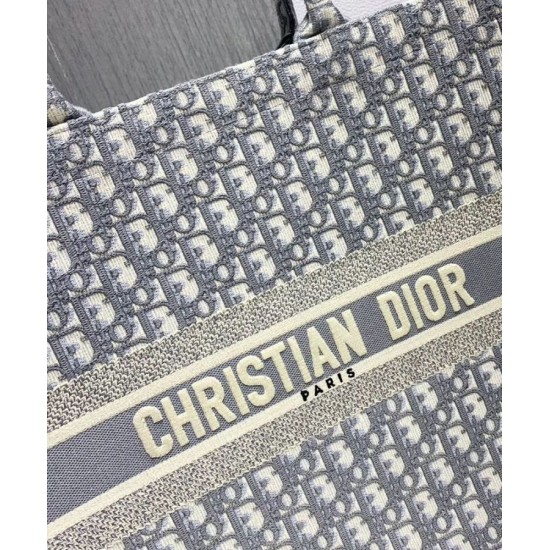 Replica Christian Dior Book Tote With Dior Oblique Embroidery Gray