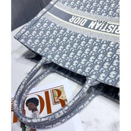 Replica Christian Dior Book Tote With Dior Oblique Embroidery Gray