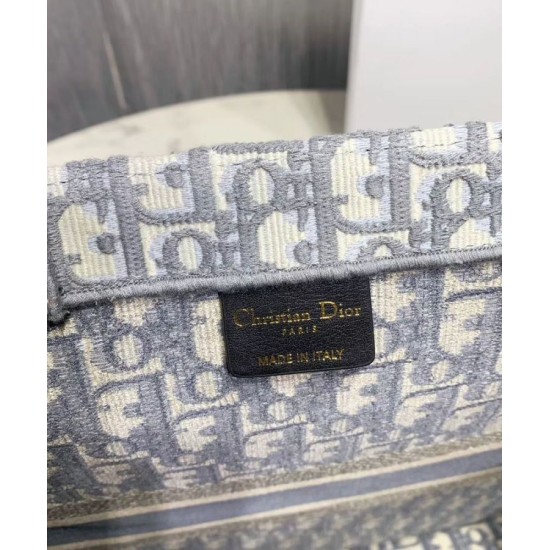Replica Christian Dior Book Tote With Dior Oblique Embroidery Gray