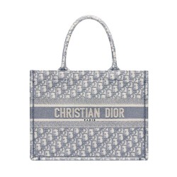 Fake Christian Dior Small Book Tote With Dior Oblique Embroidery Gray Replica