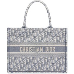 Fake Christian Dior Small Book Tote With Dior Oblique Embroidery Gray Replica