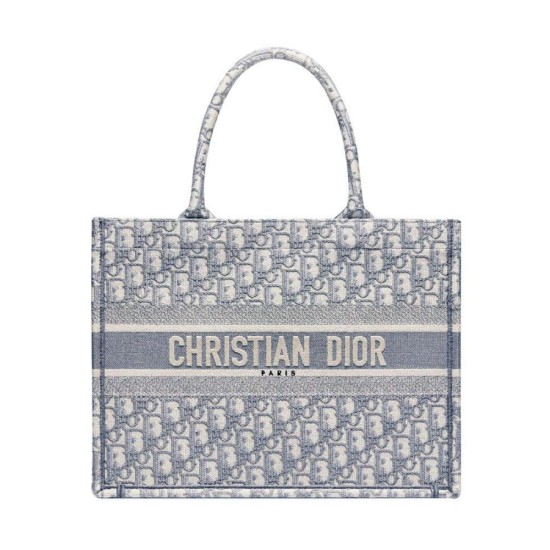 Fake Christian Dior Small Book Tote With Dior Oblique Embroidery Gray Replica