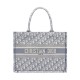 Fake Christian Dior Small Book Tote With Dior Oblique Embroidery Gray Replica