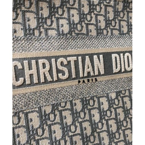 Fake Christian Dior Small Book Tote With Dior Oblique Embroidery Gray Replica