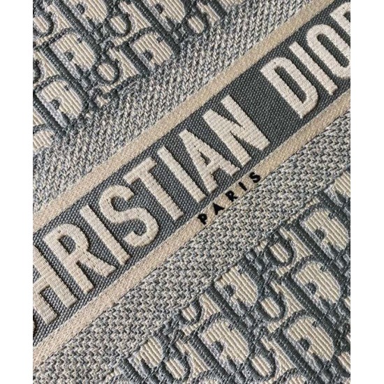 Fake Christian Dior Small Book Tote With Dior Oblique Embroidery Gray Replica